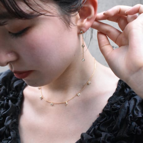 zirconia chain pierce / earring