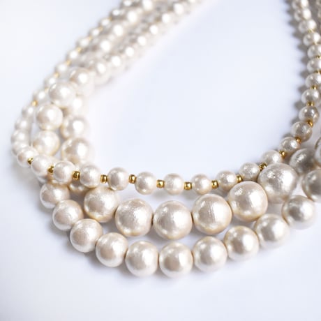 cotton pearl triple necklace