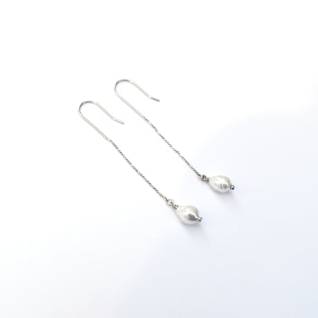chain baroque glass pearl pierce/earring S