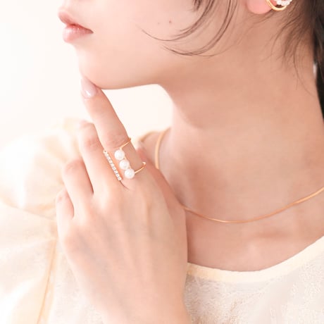 bijou × pearl  wide ring