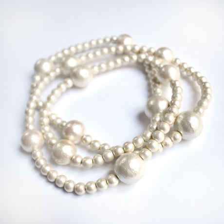 point cotton pearl long necklace
