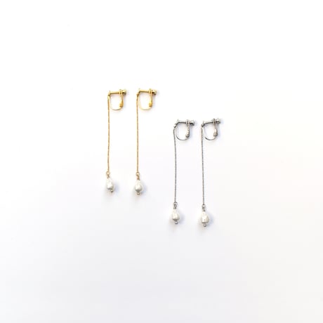 chain baroque glass pearl pierce/earring S