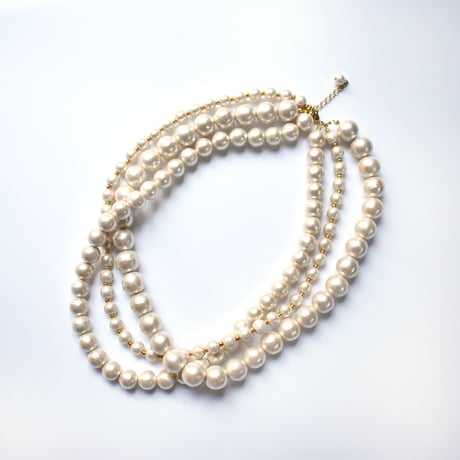 cotton pearl triple necklace