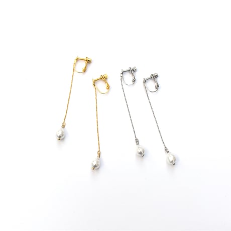 chain baroque glass pearl pierce/earring S