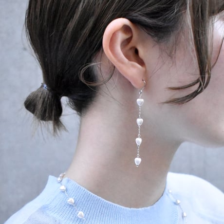 heart pearl chain pierce / earring M