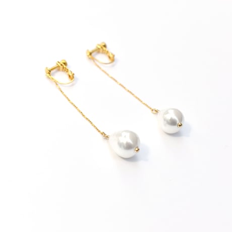 chain baroque glass pearl pierce/earring M