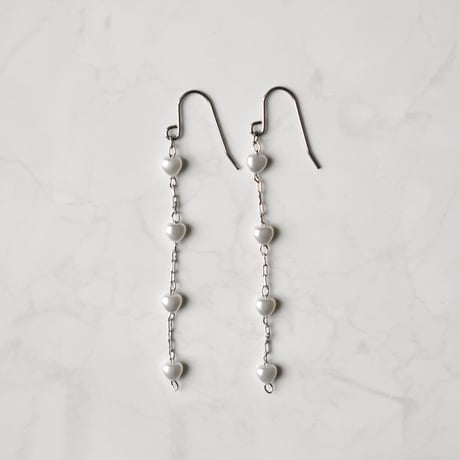 heart pearl chain pierce / earring S