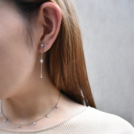 zirconia chain pierce / earring