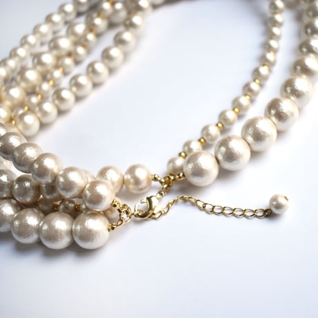 cotton pearl triple necklace