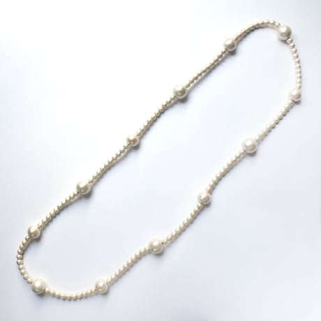 point cotton pearl long necklace