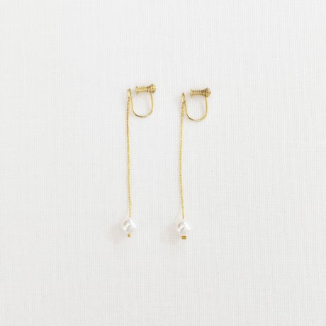 glass pearl chain earring  M