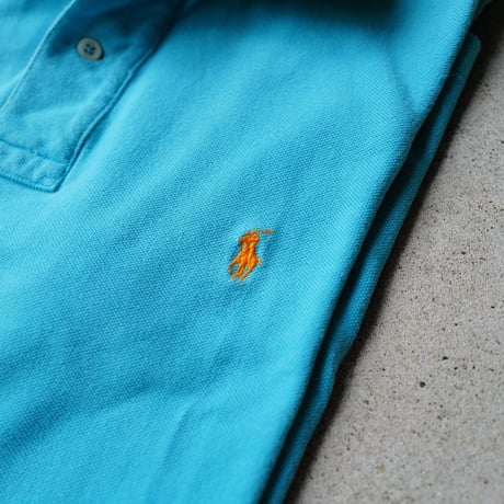 ［L］POLO SHIRT_MADE IN USA_80-90s vintage_mint blue