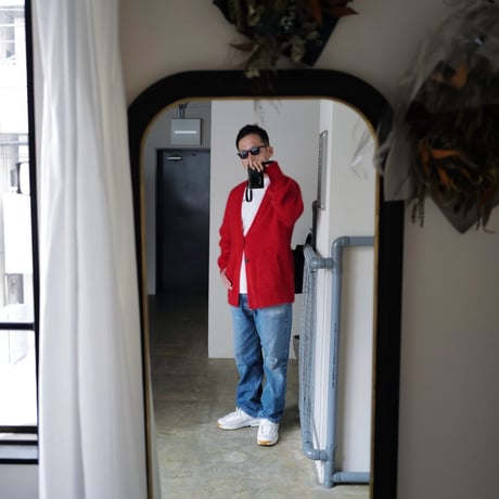 Kid Mohair Cardigan "CHAOS RED"