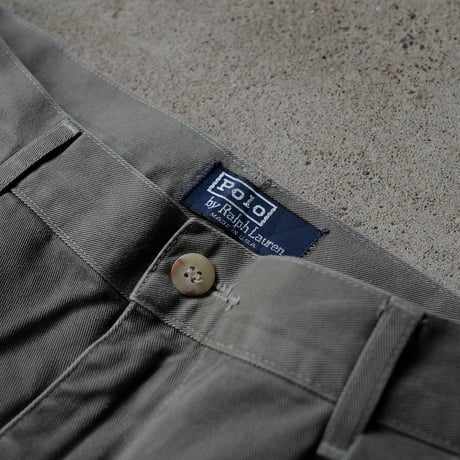 ［W34 L30］VINTAGE POLO CHINO 2tuck PANTS_Military Olive_no.4