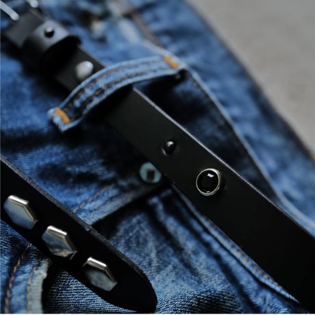 [anytee classics]  Narrow Long Belt_Black Black