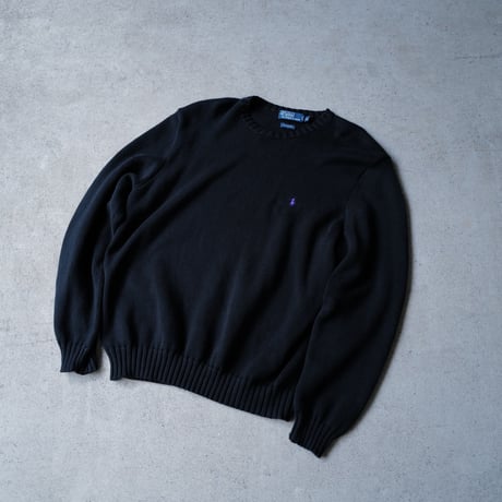 ［XXL］Vintage Polo Cotton Knit_Black