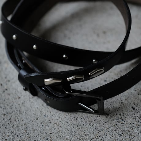 [anytee classics]  Narrow Long Belt_Black Black