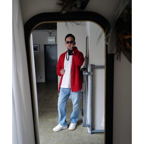 Kid Mohair Cardigan "CHAOS RED"
