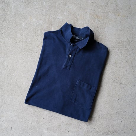 ［L］BIG POLO__MADE IN USA__80-90s vintage_navy