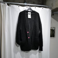 Kid Mohair Cardigan "Black Pink"
