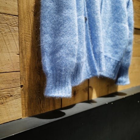 Kid Mohair Cardigan "Melting Snow Blue"