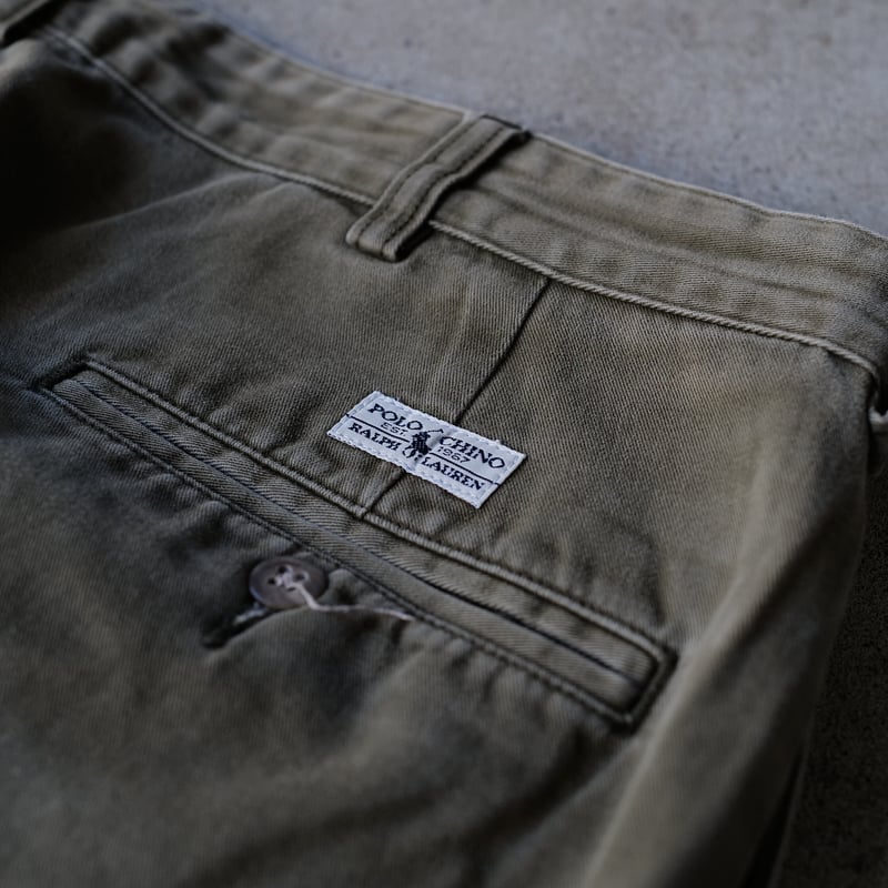 2点まとめ ポロチノ×2 W38 L30] VINTAGE POLO CHINO 2tuck Pants_no.8 |