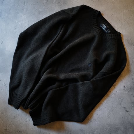 ［XL］Vintage Polo Cotton Knit_Dark Gray_90s