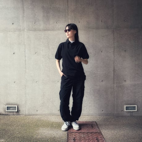 ［White Button］Super Black_VINTAGE POLO SHIRT_made in USA