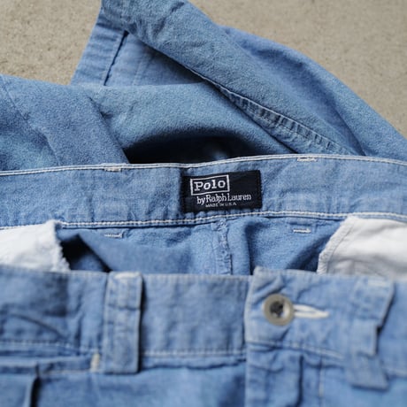 [W35 L32] POLO Chambray Cargo pants_MADE IN USA_80-90s vintage_no.1