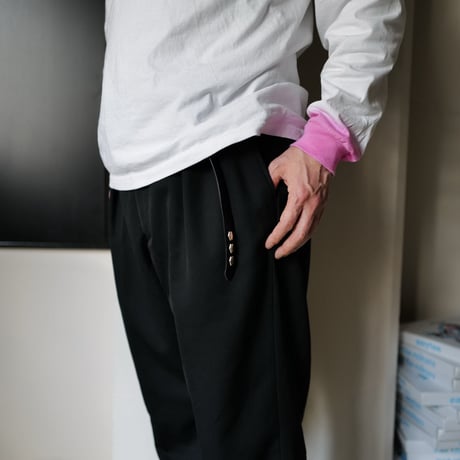 [anytee classics]  Narrow Long Belt_Black Black