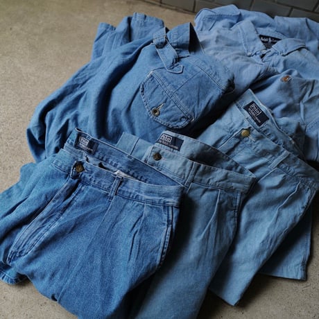 [W35 L32] POLO Chambray Cargo pants_MADE IN USA_80-90s vintage_no.1