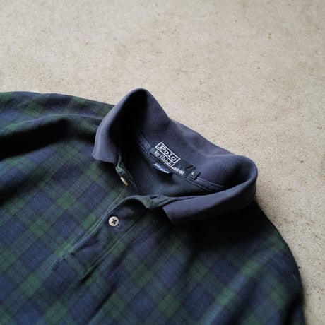 ［L］POLO SHIRT_MADE IN USA_80-90s vintage_green/navy