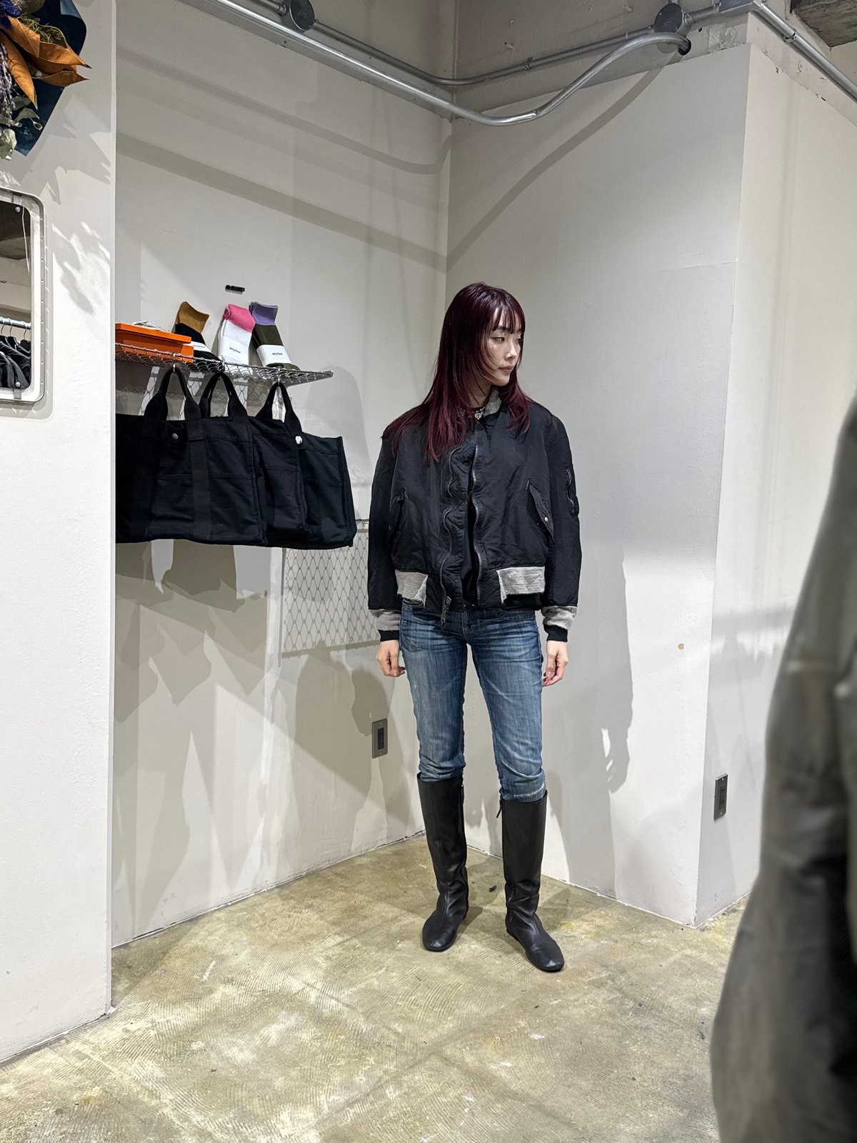 ジャケット・アウター \"Super Black\" Shrink MA-1_Black Rib ジャケット・アウター 