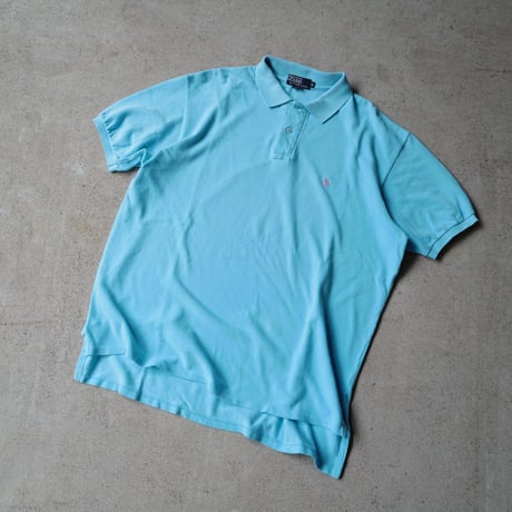 ［XL］POLO SHIRT_MADE IN USA_80-90s vintage_tiffany blue