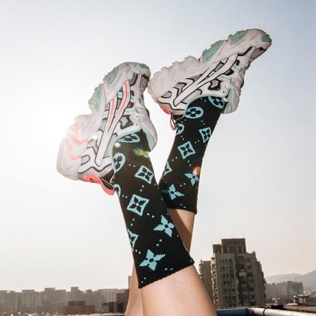 Monogram Socks_Mint Black