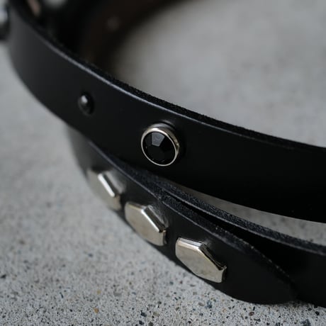 [anytee classics]  Narrow Long Belt_Black Black