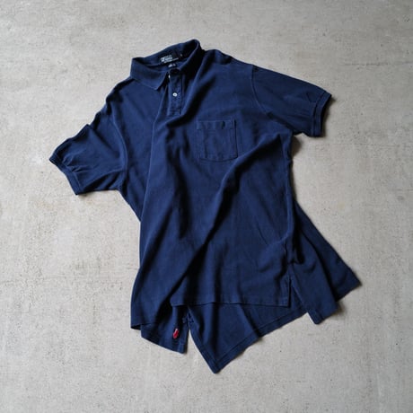 ［L］BIG POLO__MADE IN USA__80-90s vintage_navy