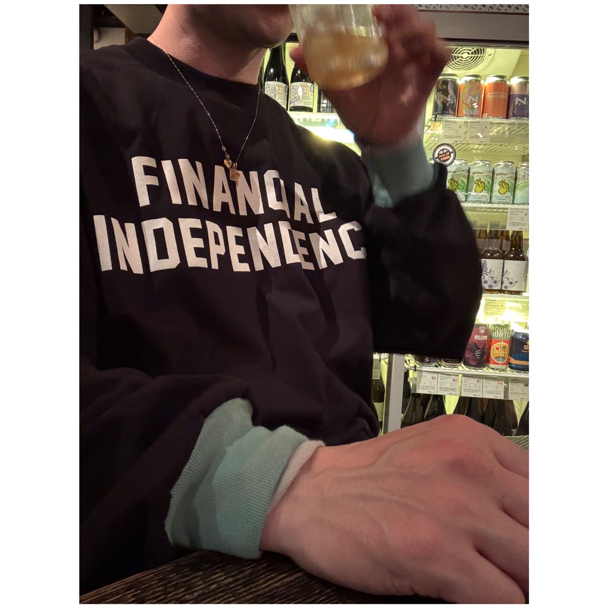 anyteeFINANCIAL INDEPENDENCE 長袖カットソー anytee classics] Financial Independent Tee_Bla