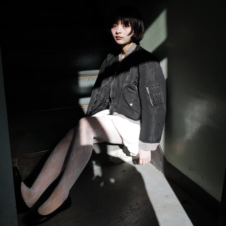 "Super Black" Very Shrink MA-1_Lavender Rib_no.0