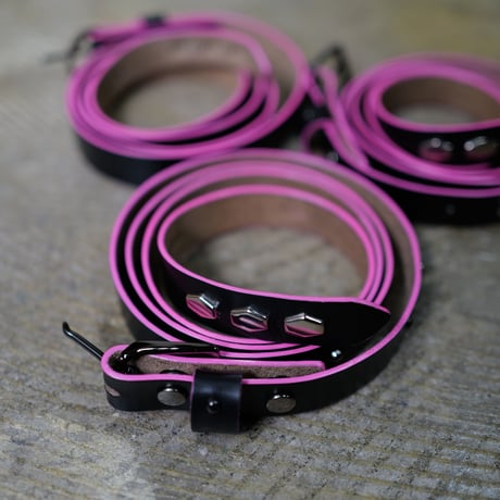[anytee classics]  Narrow Long Belt_Black Pink