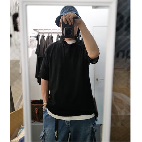 ［Black Button］Super Black_VINTAGE POLO SHIRT_made in USA