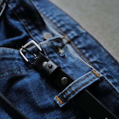 [anytee classics]  Narrow Long Belt_Black Black