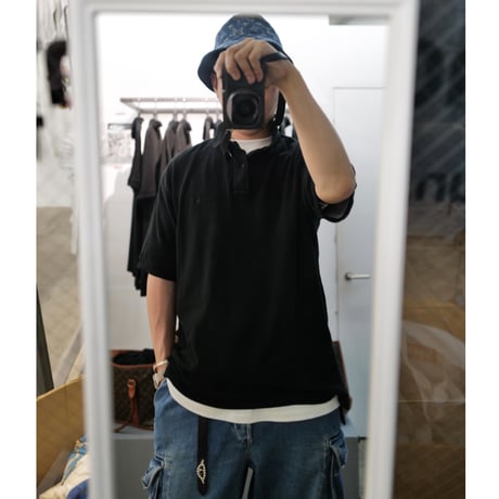 ［White Button］Super Black_VINTAGE POLO SHIRT_made in USA