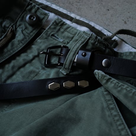 [anytee classics]  Narrow Long Belt_Black Black