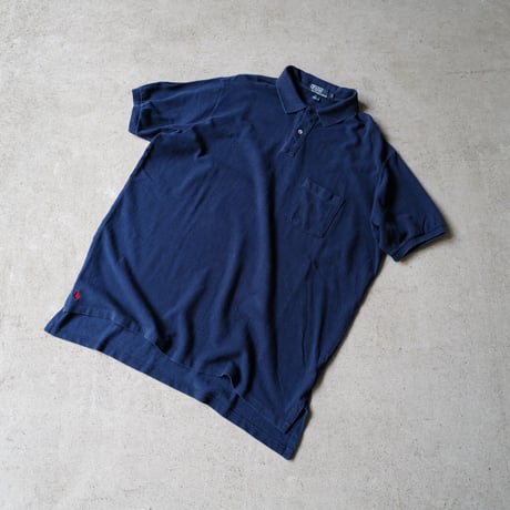 ［L］BIG POLO__MADE IN USA__80-90s vintage_navy