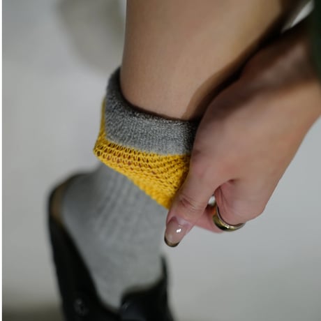 Comfort Rib Pile Socks_Gray×Yellow