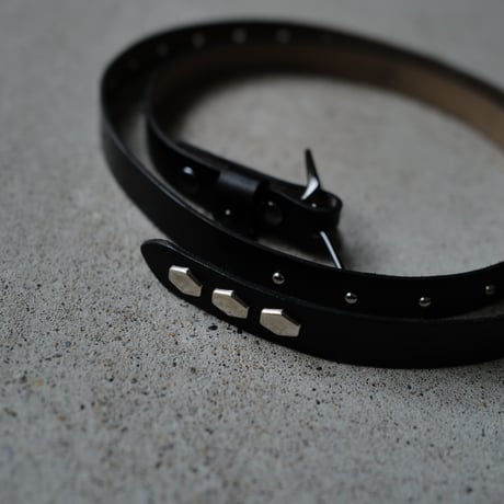 [anytee classics]  Narrow Long Belt_Black Black