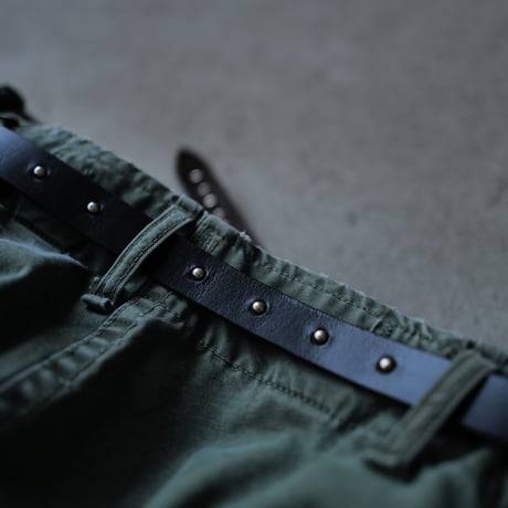 [anytee classics]  Narrow Long Belt_Black Black