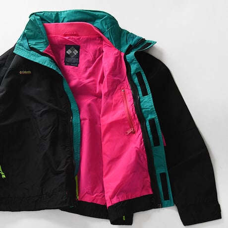 [L] Old Columbia 90s deadstock Black × Mint × Pink