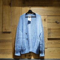 Kid Mohair Cardigan "Melting Snow Blue"